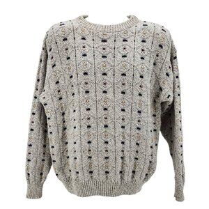 Vintage Northern Reflections Gray Multicolor Retro Knit Grandpa Sweater Large